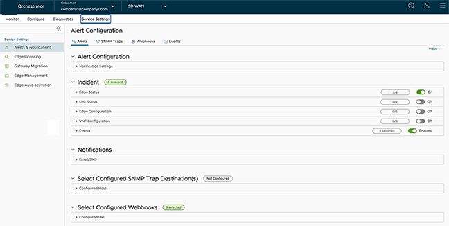 VeloCloud SD-WAN 6.4 - Administration Guide - Configure Alerts and